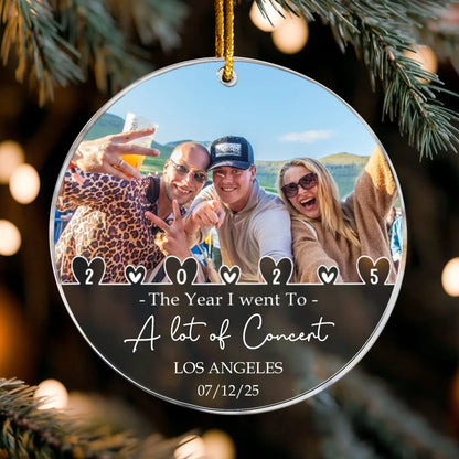 Ornament Acrylic / Glass / 3.5in / 8.9cm The Year I Went To A Lot Of Concerts - Siblings Friendship Gift -  Personalized Acrylic Photo Ornament