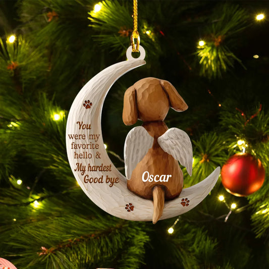 Ornament Acrylic DMT / Glass / 3.5in / 8.9cm My Favorite Hello & Hardest Goodbye - Personalized Dog And Cat Lover Custom Acrylic Ornament