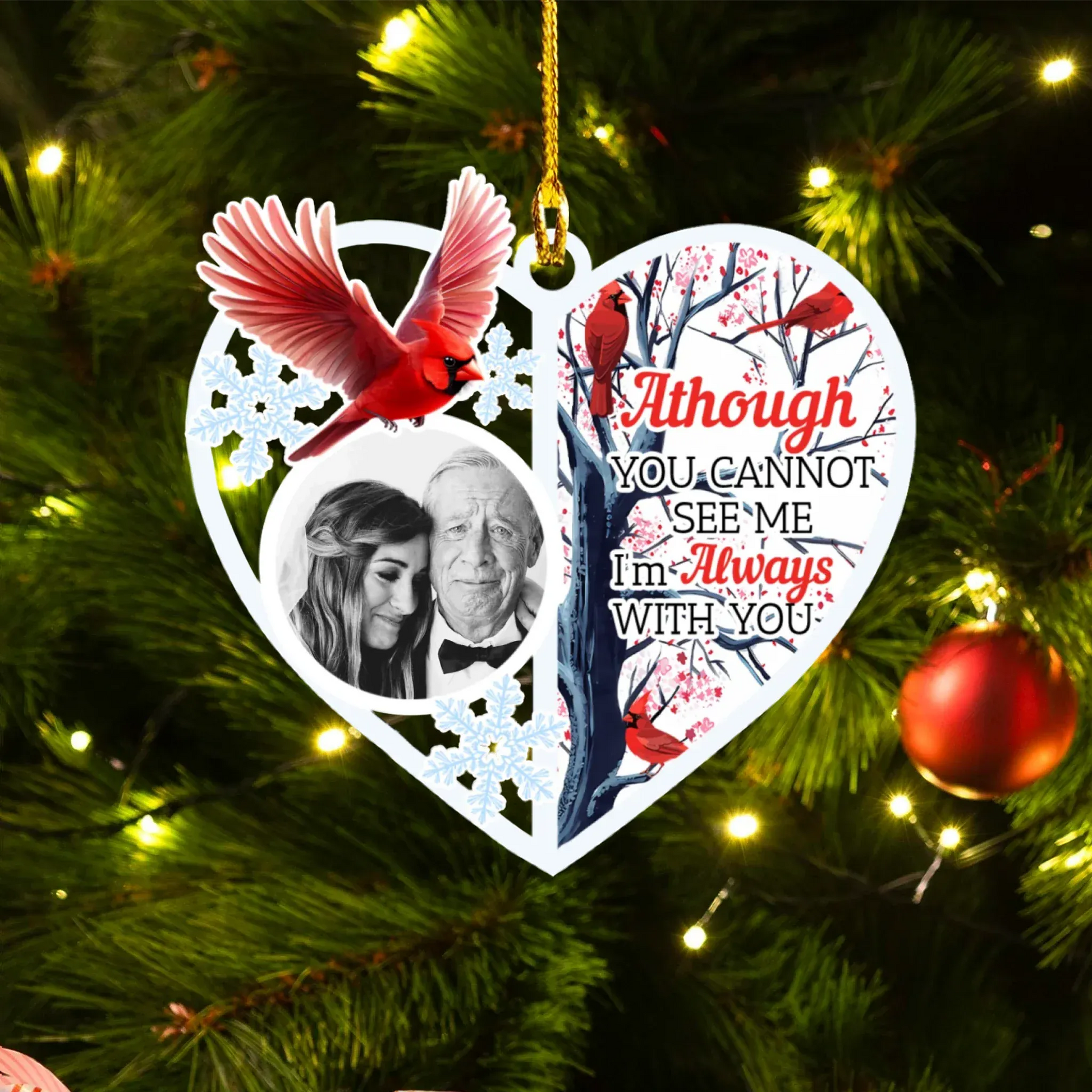 Ornament Acrylic DMT / Glass / 3.5in / 8.9cm A Message From Heaven - Personalized Memorial Photo Custom Acrylic Ornament