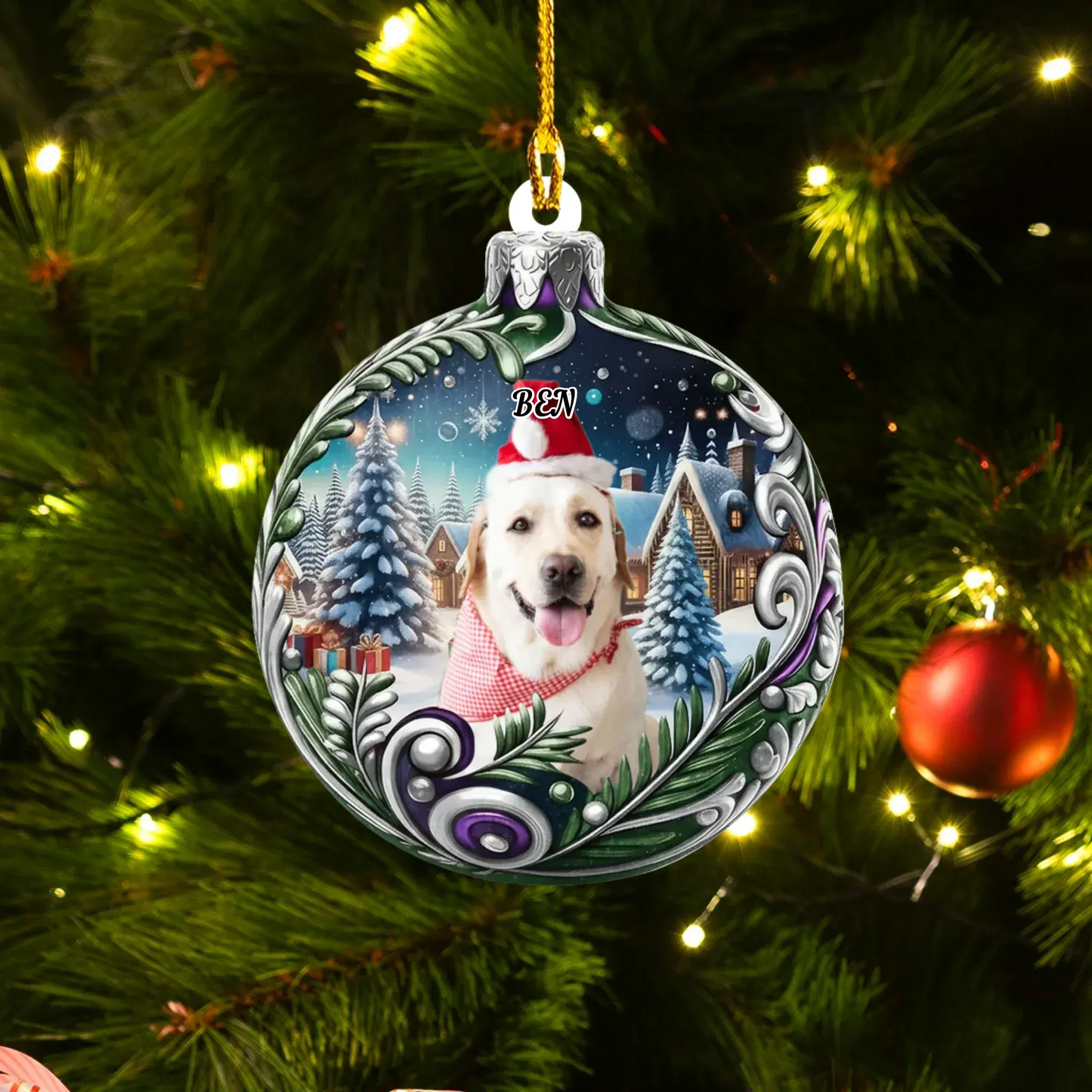 Ornament Acrylic DMT / Glass / 3.5in / 8.9cm Enchantment Under The Snow - Personalized Photo Acrylic Ornament