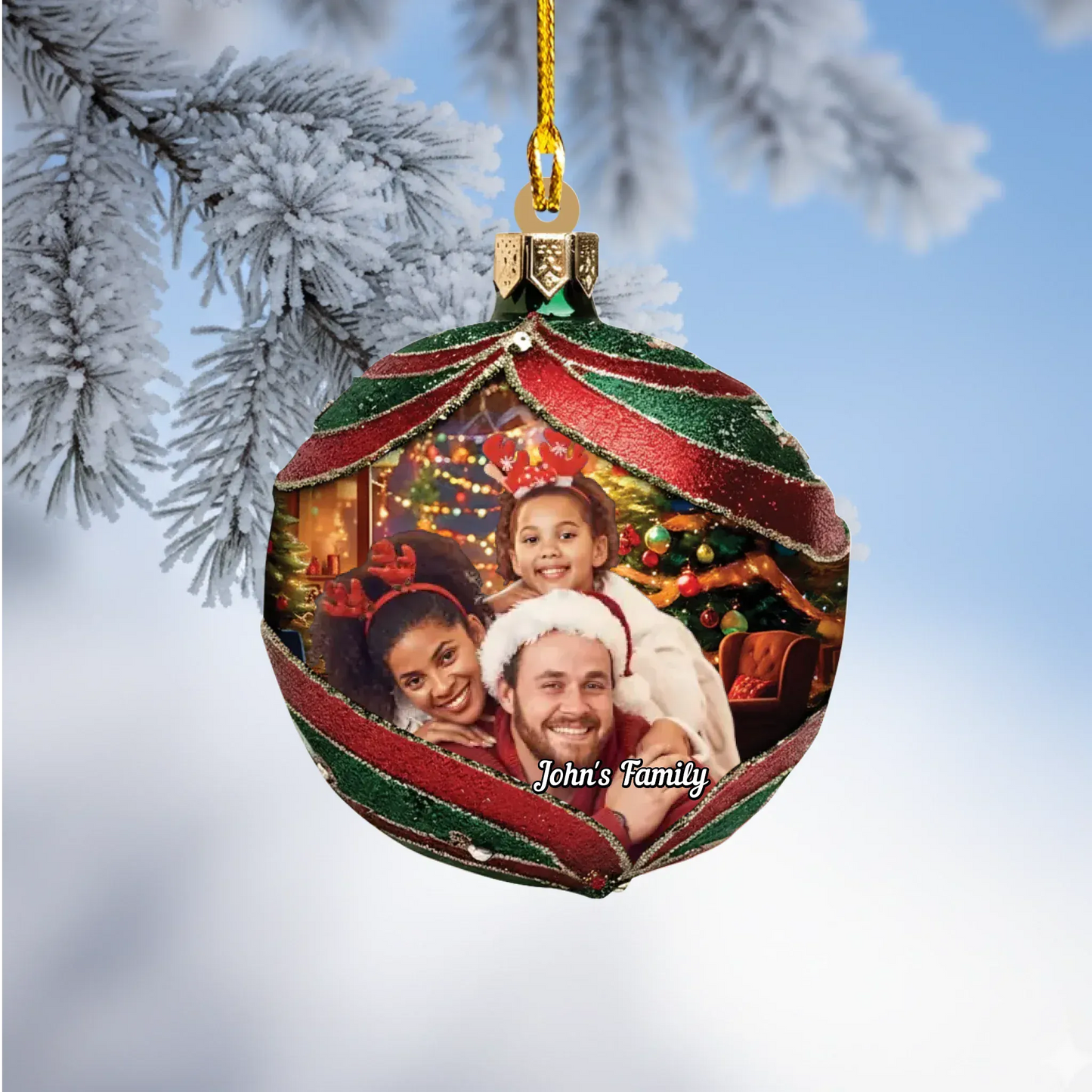 Ornament Acrylic DMT / Glass / 3.5in / 8.9cm Wrapped Up In Holiday Love - Personalized Photo Acrylic Ornament