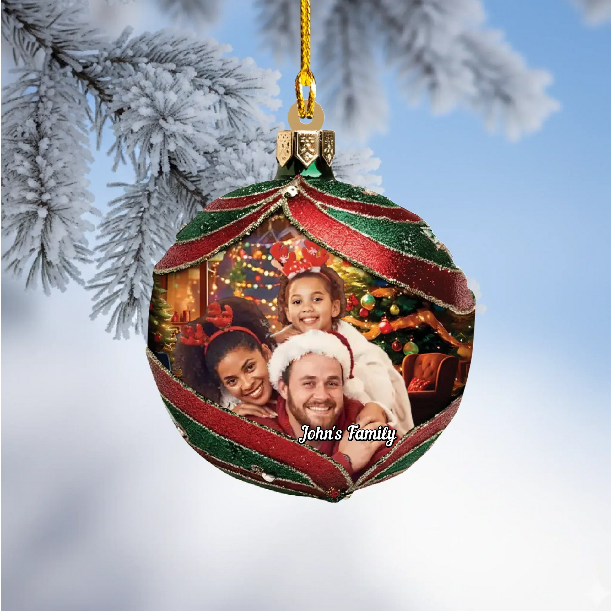 Ornament Acrylic DMT / Glass / 3.5in / 8.9cm Wrapped Up In Holiday Love - Personalized Photo Acrylic Ornament