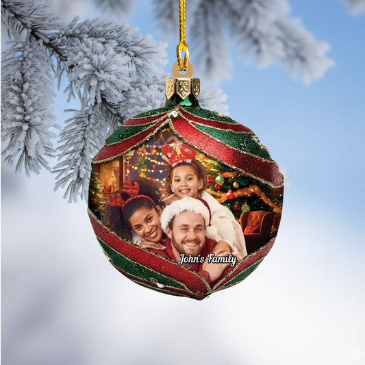 Ornament Acrylic DMT / Glass / 3.5in / 8.9cm Wrapped Up In Holiday Love - Personalized Photo Acrylic Ornament
