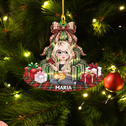 Ornament Acrylic DMT / Glass / 3.5in / 8.9cm All I Want For Christmas Is Books - Personalized Book Lovers Custom Acrylic Ornament