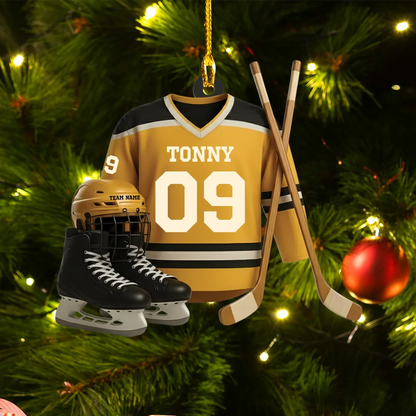 Ornament Acrylic DMT / Glass / 3.5in / 8.9cm Score A Goal With This Perfect Gift For Hockey Fans - Personalized Sport Custom Acrylic Ornament