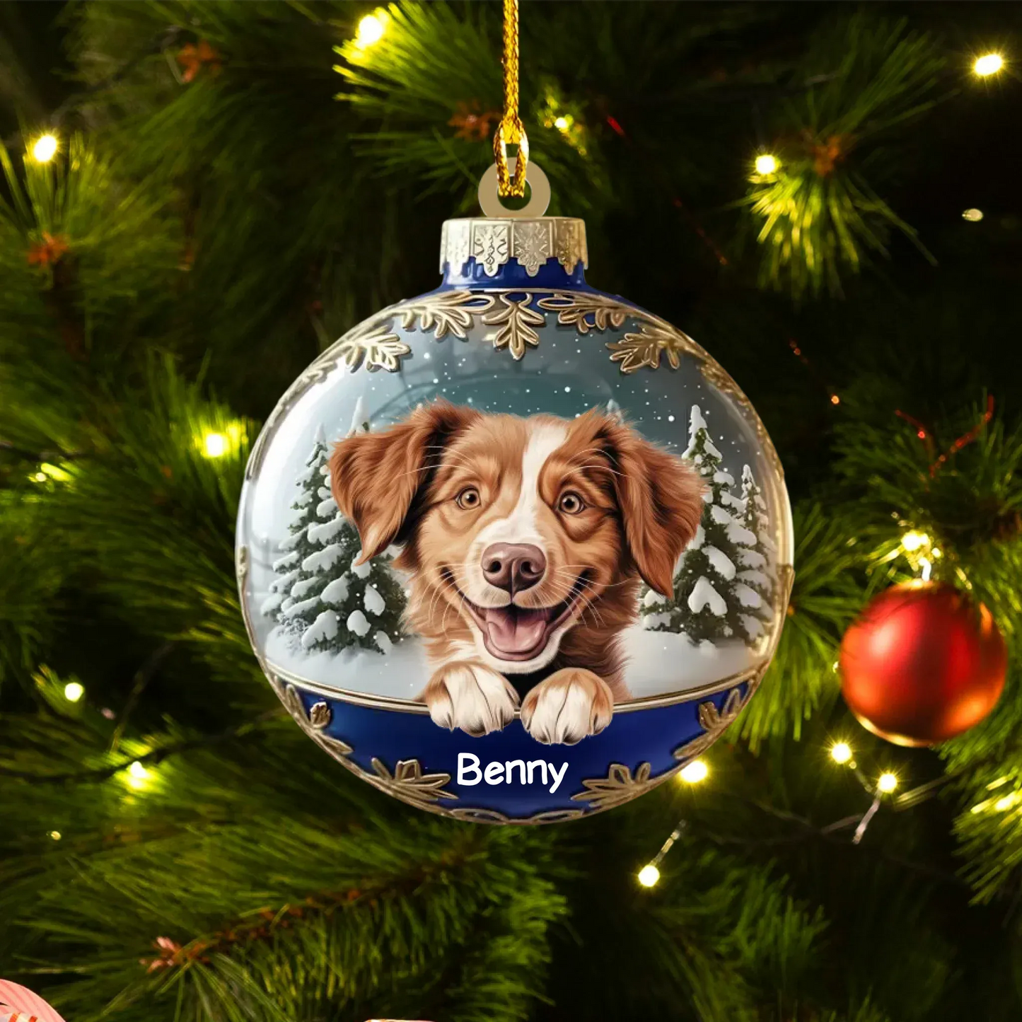 Ornament Acrylic DMT / Glass / 3.5in / 8.9cm Winter Wonderland Awaits - Personalized Photo Custom Acrylic Ornament