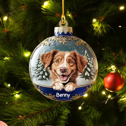 Ornament Acrylic DMT / Glass / 3.5in / 8.9cm Winter Wonderland Awaits - Personalized Photo Custom Acrylic Ornament