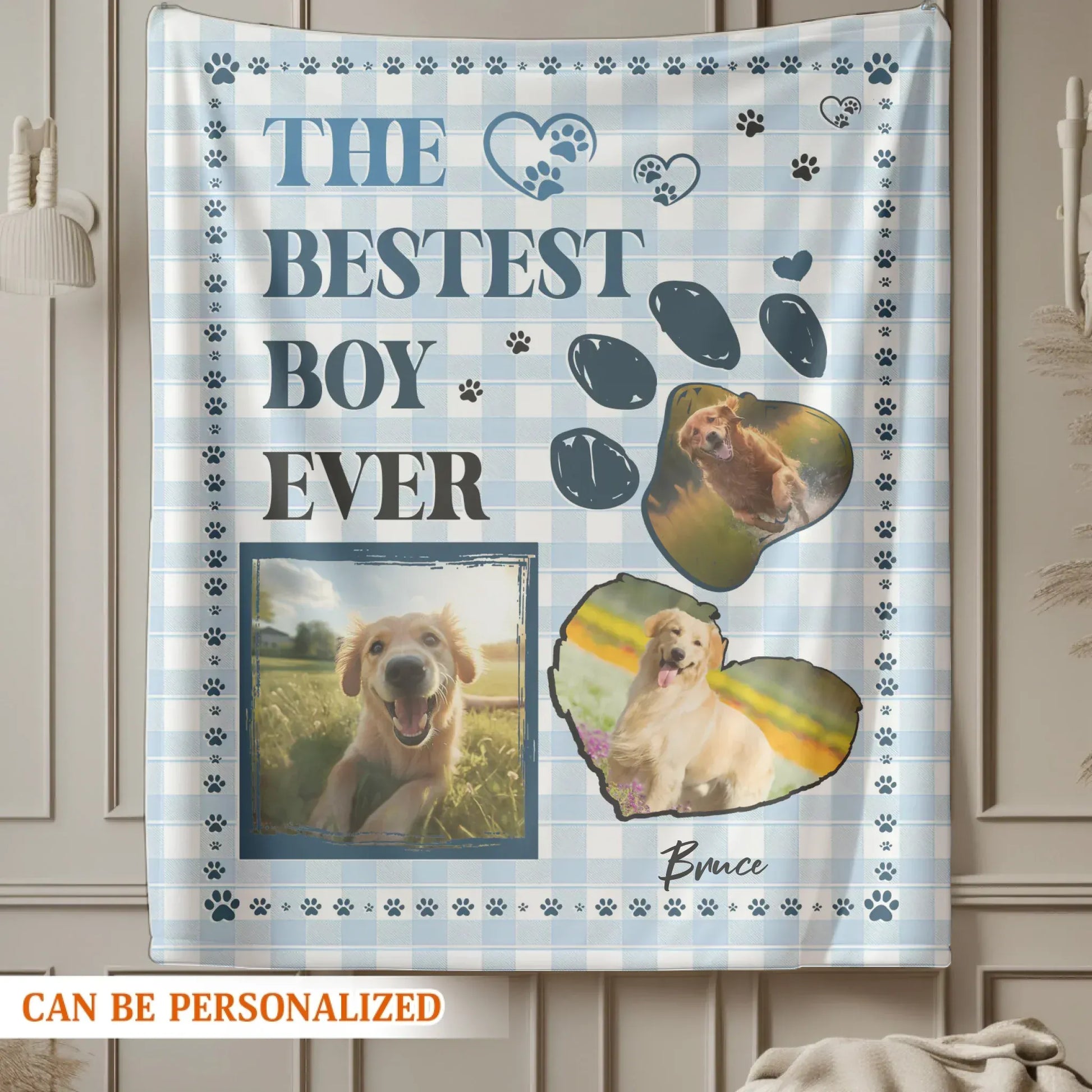 Personalized Blankets The Bestest Boy Ever – Personalized Dog Photo Name Custom Blanket