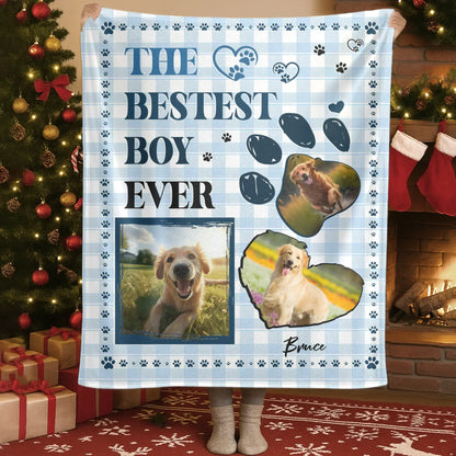 Personalized Blankets Blanket Custom KNT / White / 30x40in / 76x101cm The Bestest Boy Ever – Personalized Dog Photo Name Custom Blanket