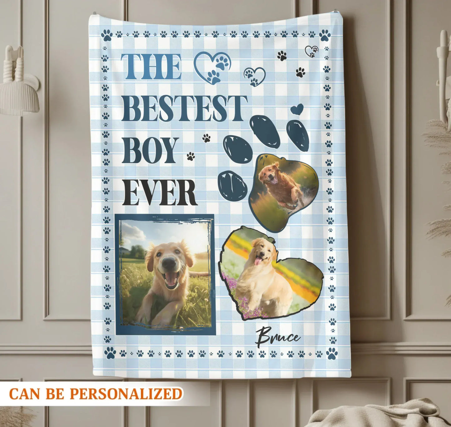 Personalized Blankets The Bestest Boy Ever – Personalized Dog Photo Name Custom Blanket