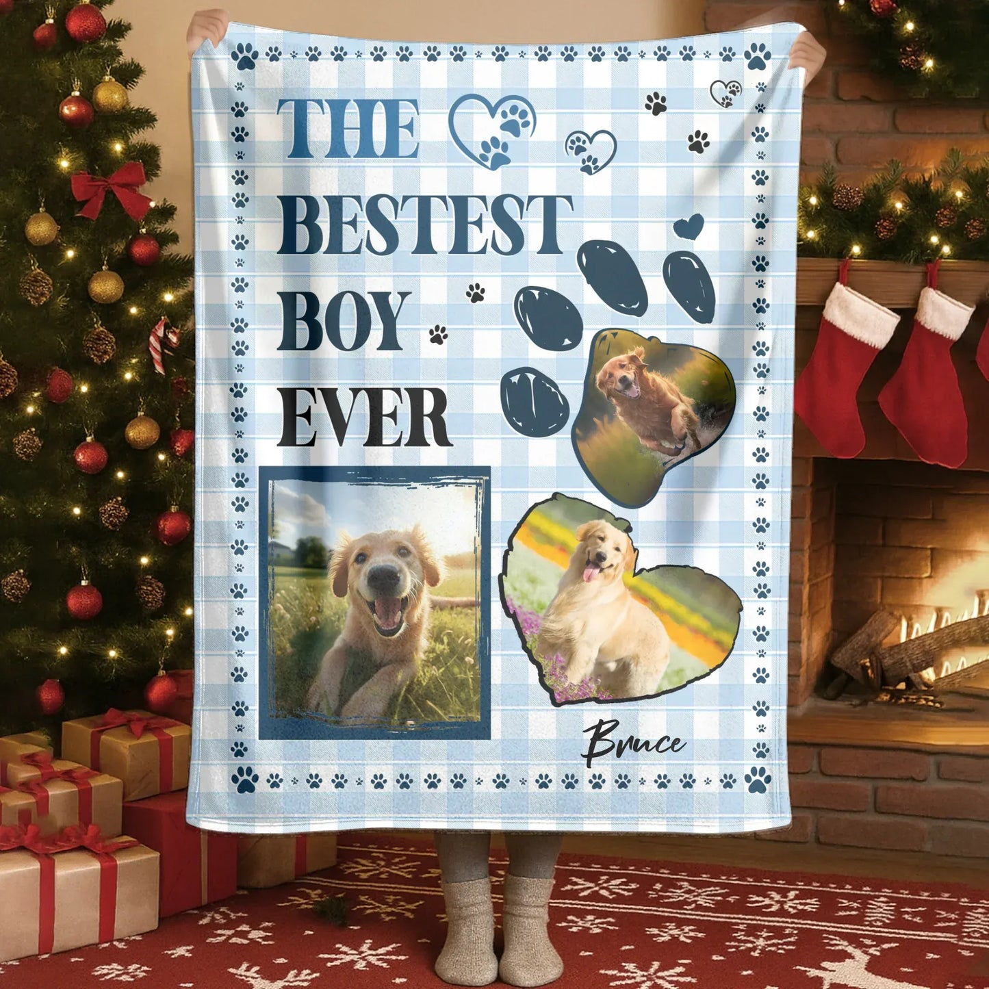 Personalized Blankets The Bestest Boy Ever – Personalized Dog Photo Name Custom Blanket