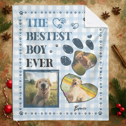 Personalized Blankets The Bestest Boy Ever – Personalized Dog Photo Name Custom Blanket