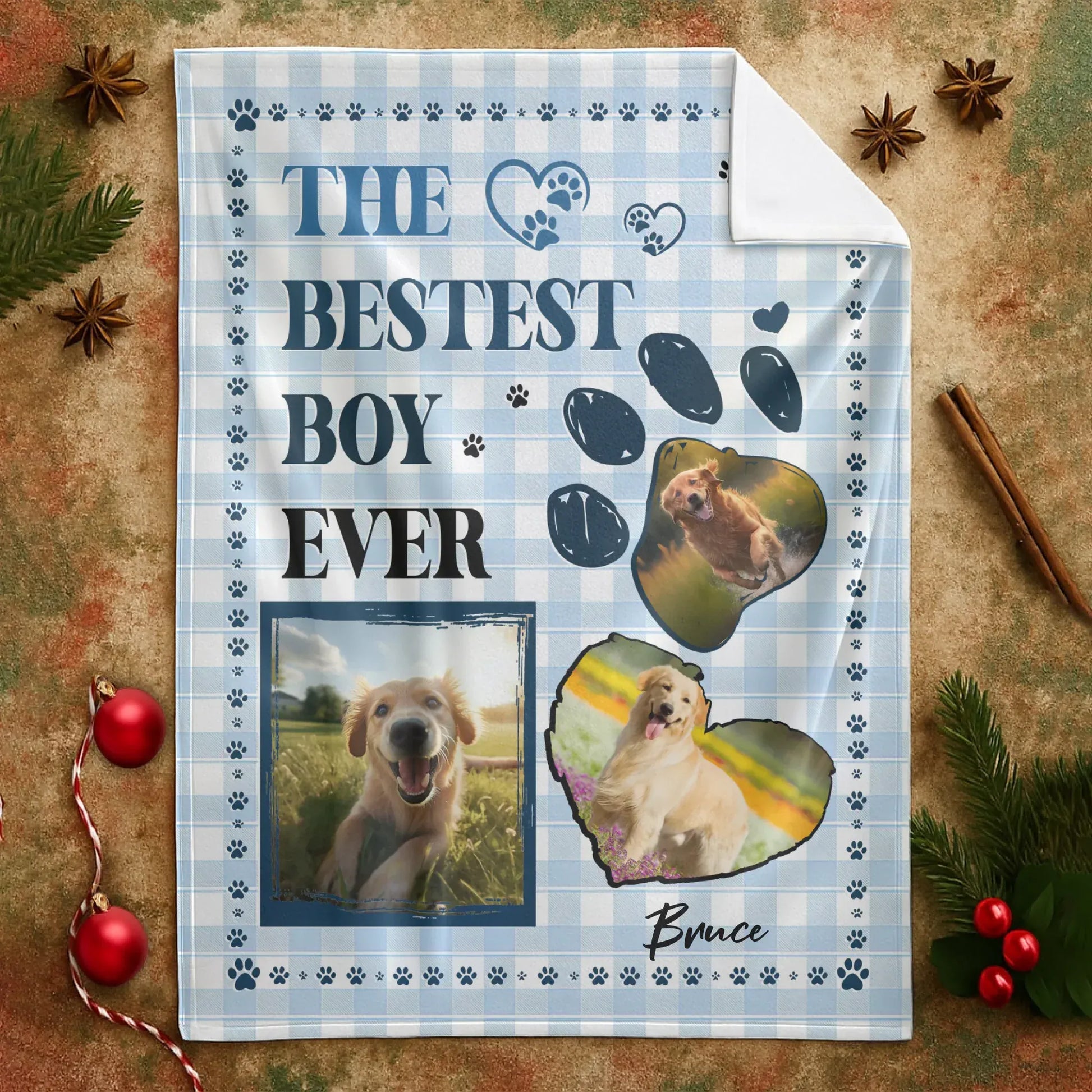 Personalized Blankets The Bestest Boy Ever – Personalized Dog Photo Name Custom Blanket