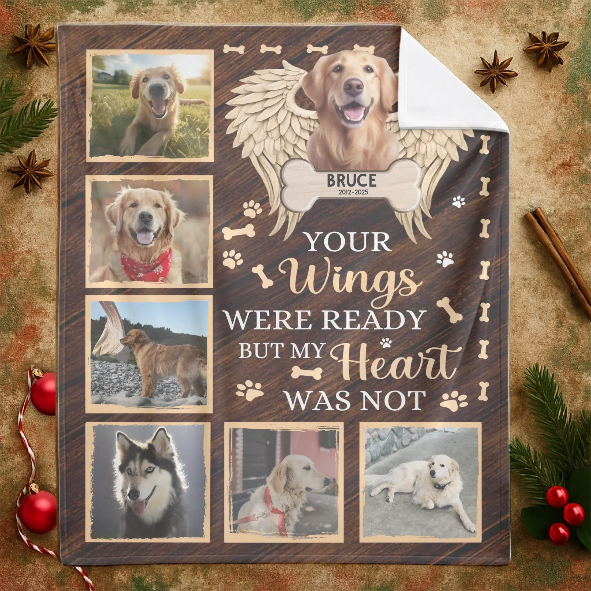 Personalized Blankets Your Wings Were Ready But My Heart Was Not - Personalized Angel Dog Memorial Photo Custom Blanket