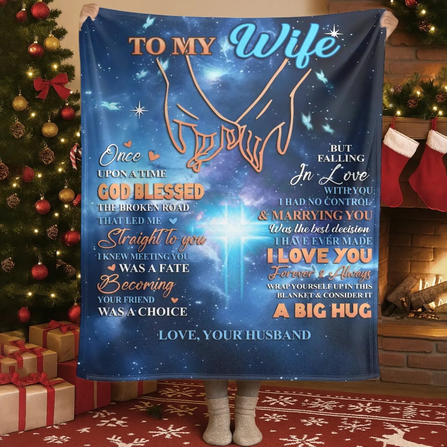 Personalized Blankets Blanket Custom KNT / White / 30x40in / 76x101cm My Forever Big Hug - Personalized Wife Anniversary Galaxy Custom Blanket
