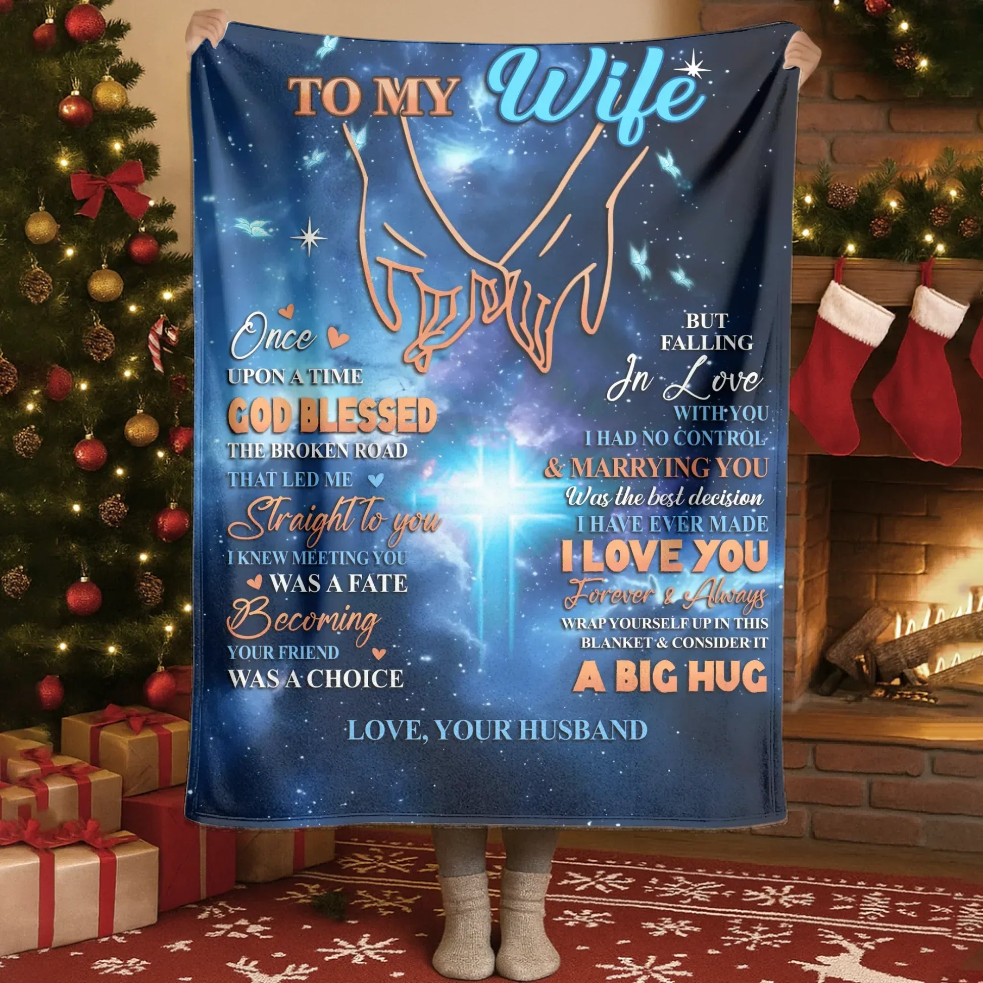 Personalized Blankets My Forever Big Hug - Personalized Wife Anniversary Galaxy Custom Blanket