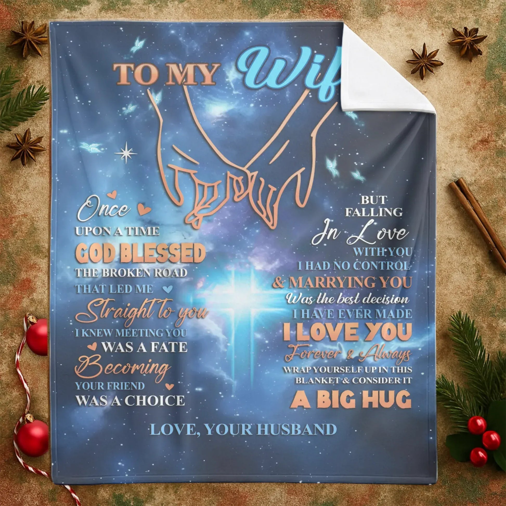 Personalized Blankets My Forever Big Hug - Personalized Wife Anniversary Galaxy Custom Blanket
