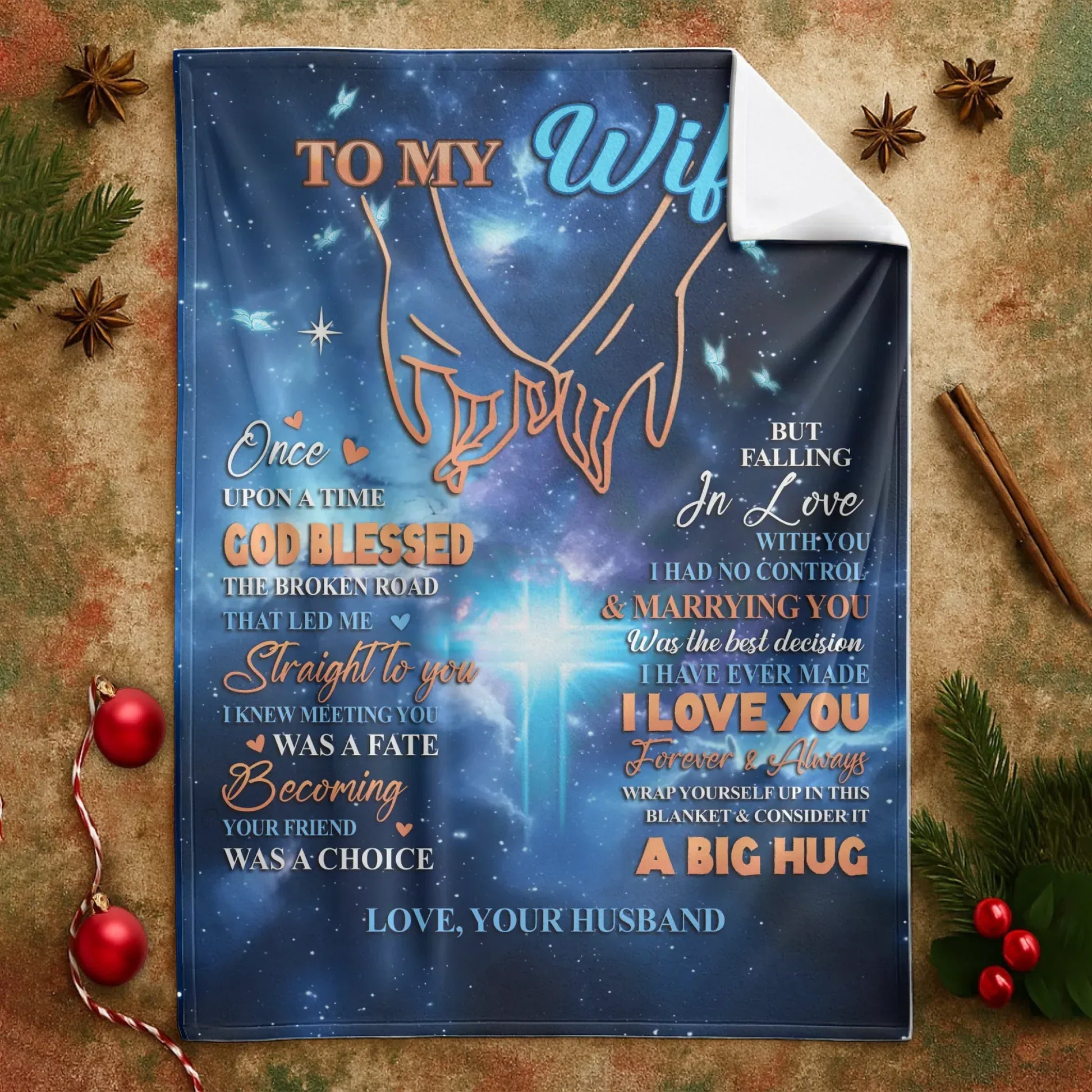 Personalized Blankets My Forever Big Hug - Personalized Wife Anniversary Galaxy Custom Blanket