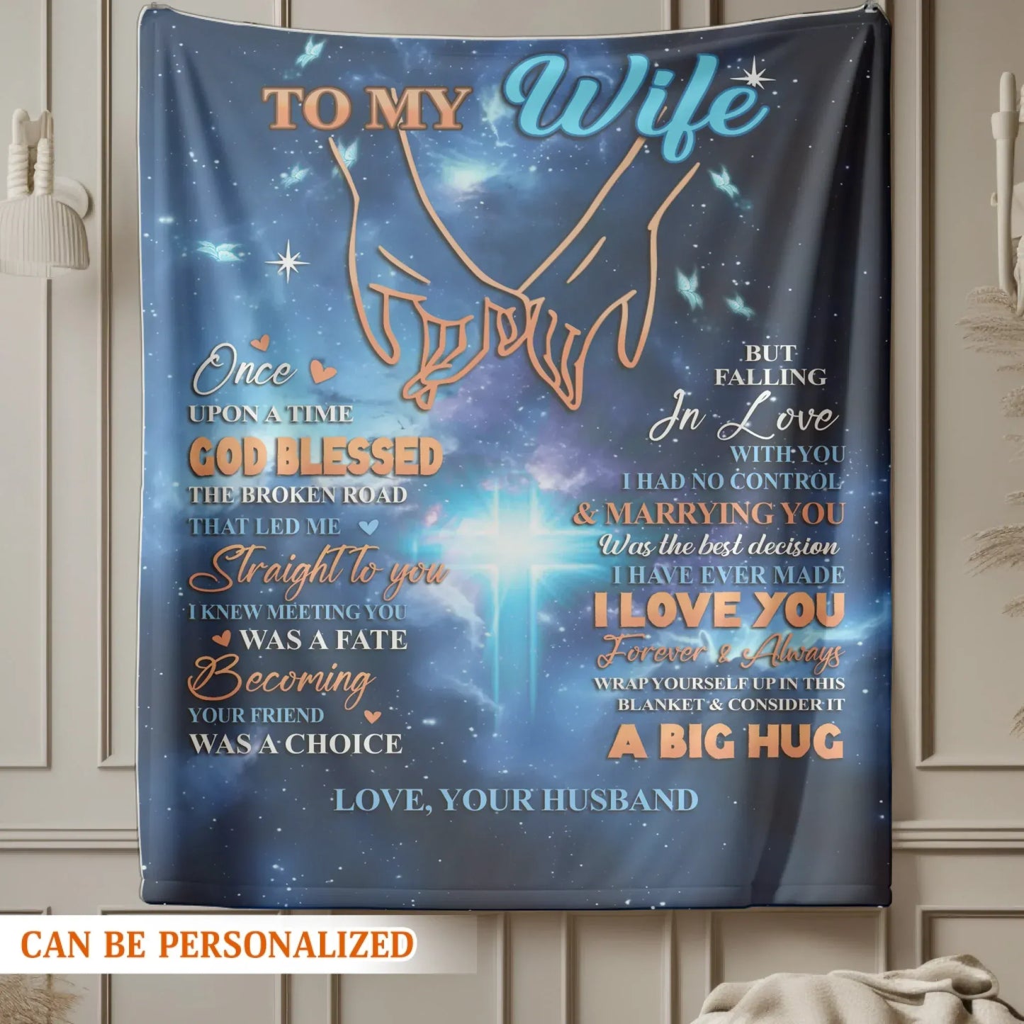 Personalized Blankets My Forever Big Hug - Personalized Wife Anniversary Galaxy Custom Blanket