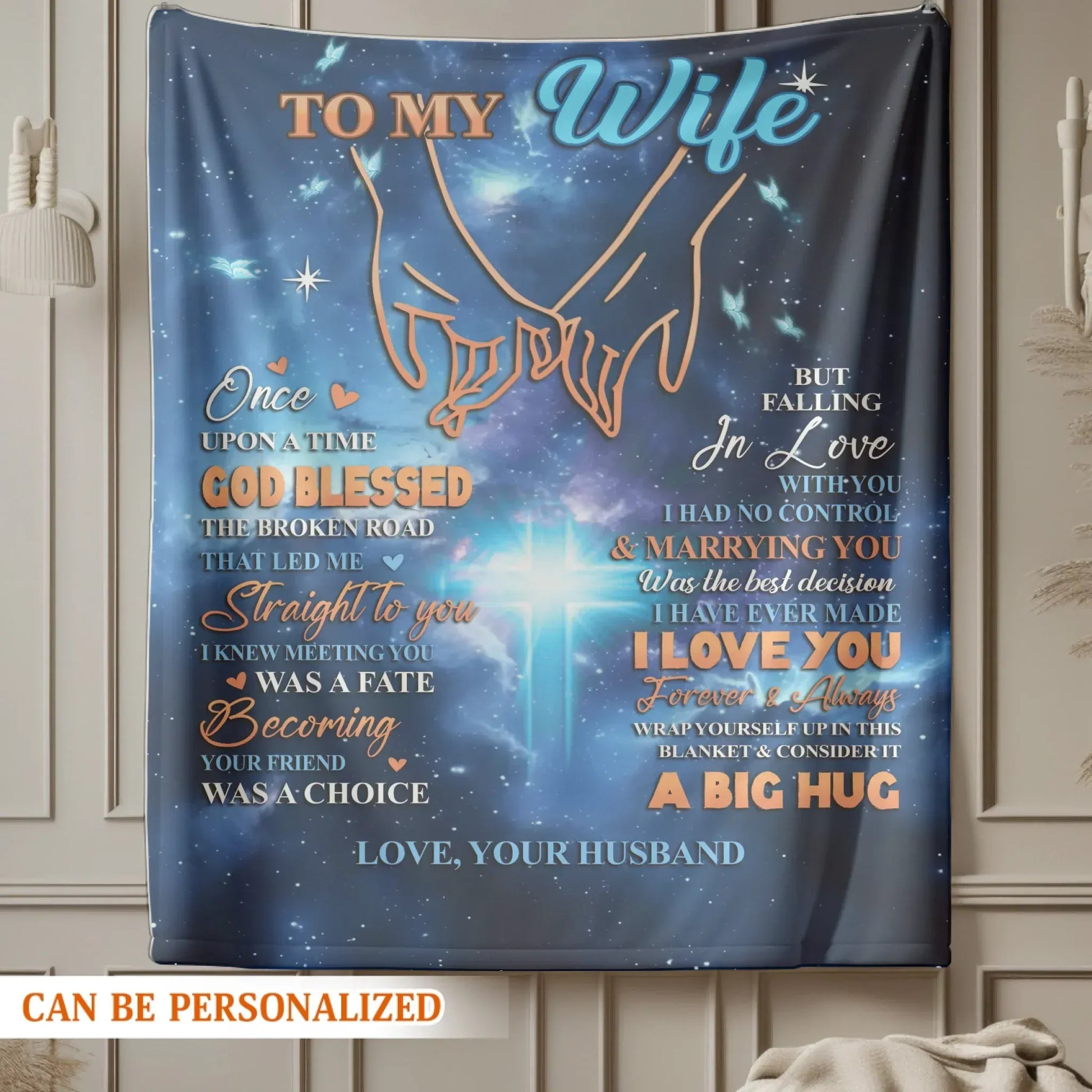 Personalized Blankets My Forever Big Hug - Personalized Wife Anniversary Galaxy Custom Blanket