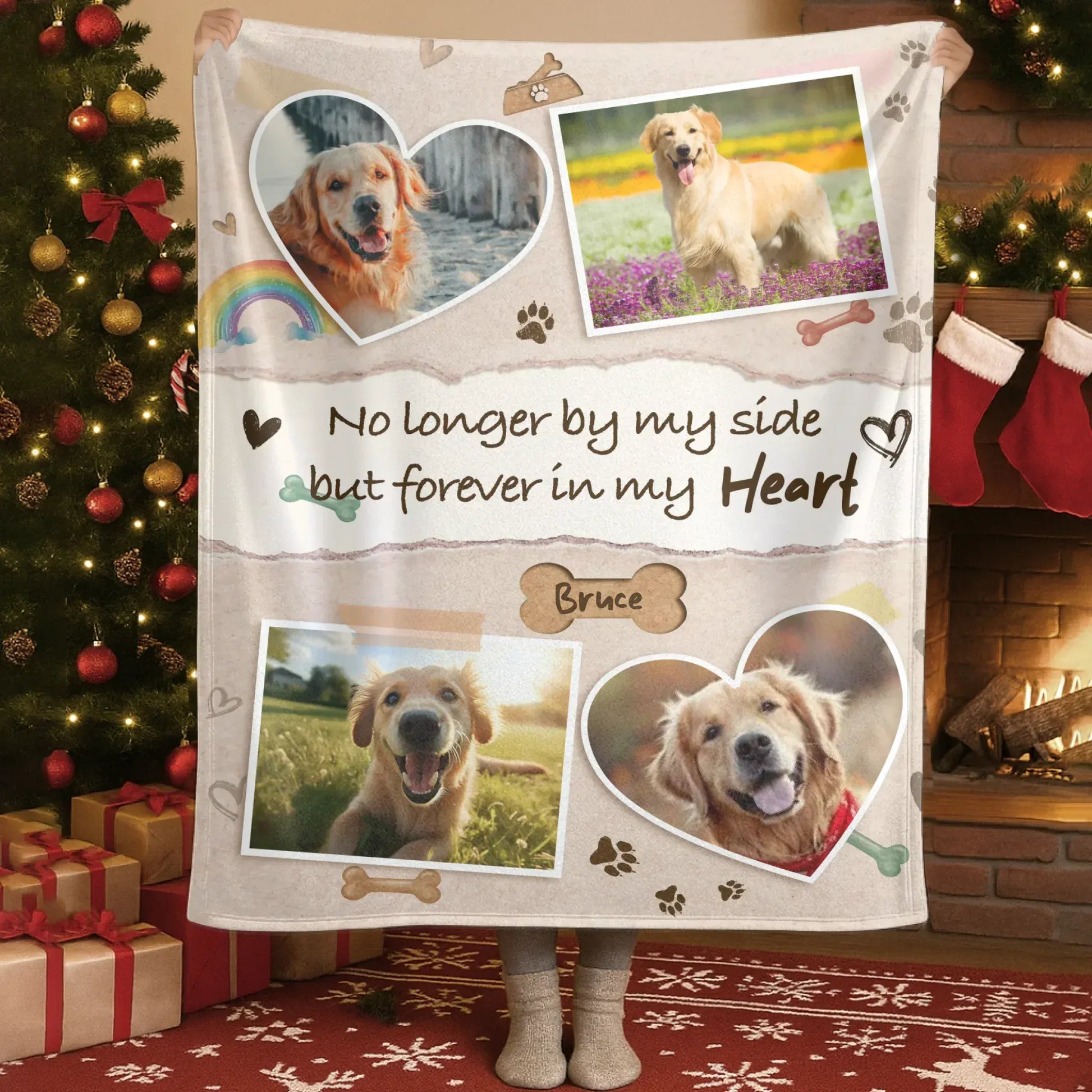 Personalized Blankets Blanket Custom KNT / White / 30x40in / 76x101cm Forever In My Heart – Personalized Dog Memorial Photo Scrapbook Custom Blanket