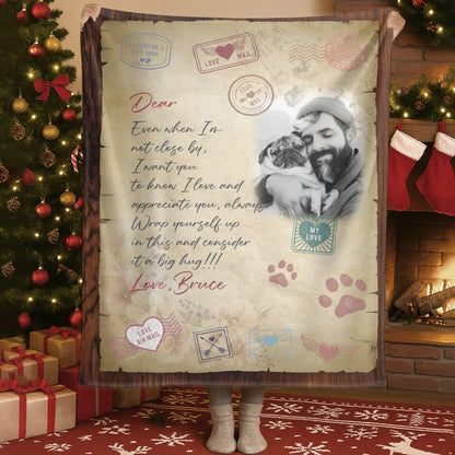Personalized Blankets Blanket Custom KNT / White / 30x40in / 76x101cm My Love Air Mail To You - Personalized Dog Dad Photo Letter Custom Blanket