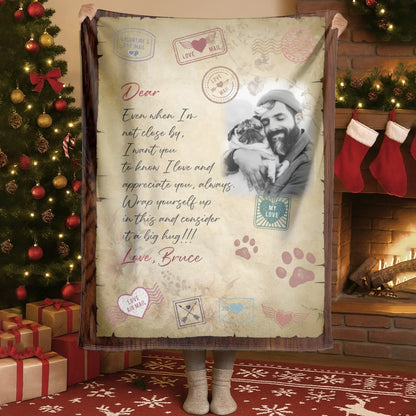 Personalized Blankets My Love Air Mail To You - Personalized Dog Dad Photo Letter Custom Blanket