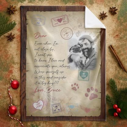 Personalized Blankets My Love Air Mail To You - Personalized Dog Dad Photo Letter Custom Blanket