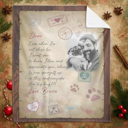 Personalized Blankets My Love Air Mail To You - Personalized Dog Dad Photo Letter Custom Blanket