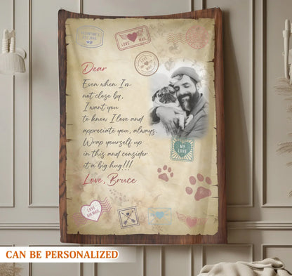 Personalized Blankets My Love Air Mail To You - Personalized Dog Dad Photo Letter Custom Blanket