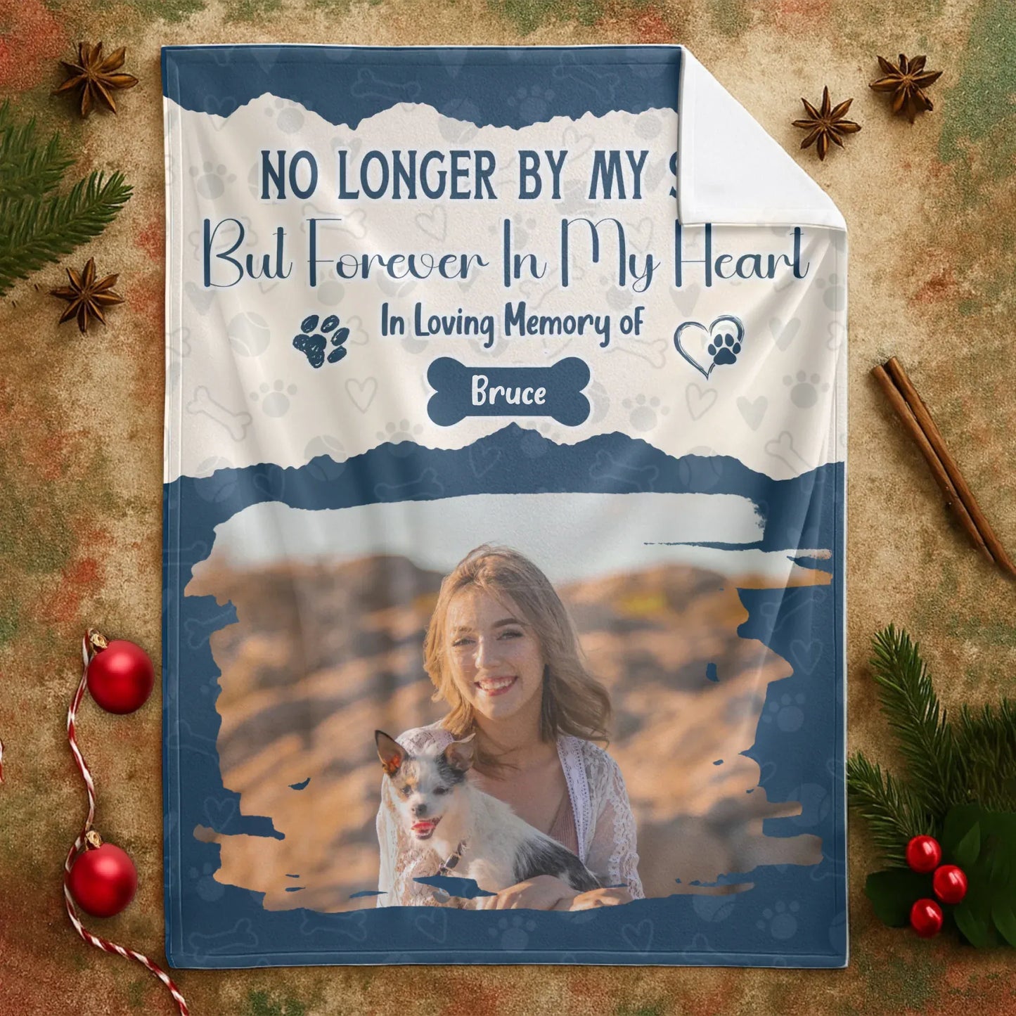 Personalized Blankets No Longer By My Side, But Forever In My Heart – Personalized Dog Memorial Photo Custom Blanket
