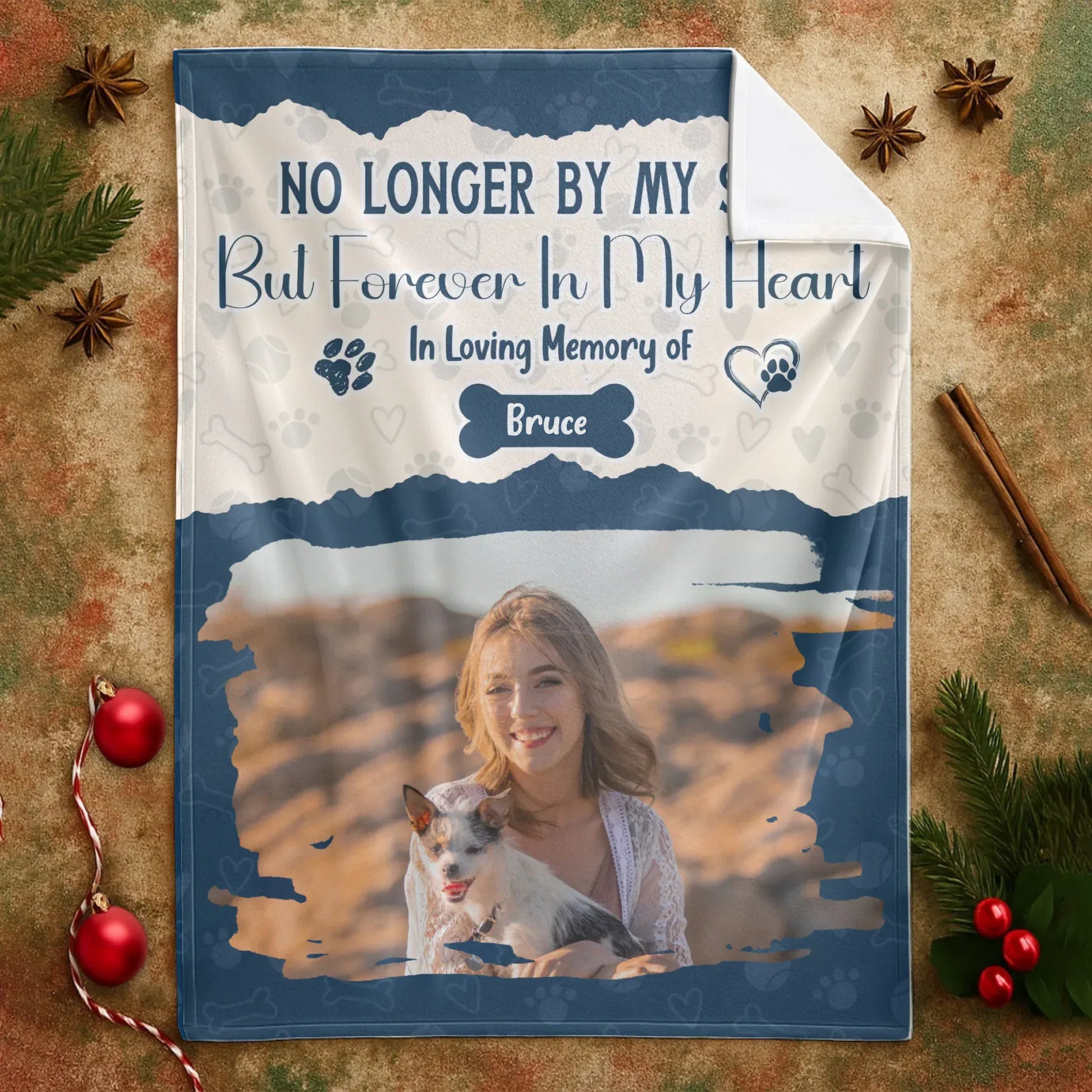 Personalized Blankets No Longer By My Side, But Forever In My Heart – Personalized Dog Memorial Photo Custom Blanket