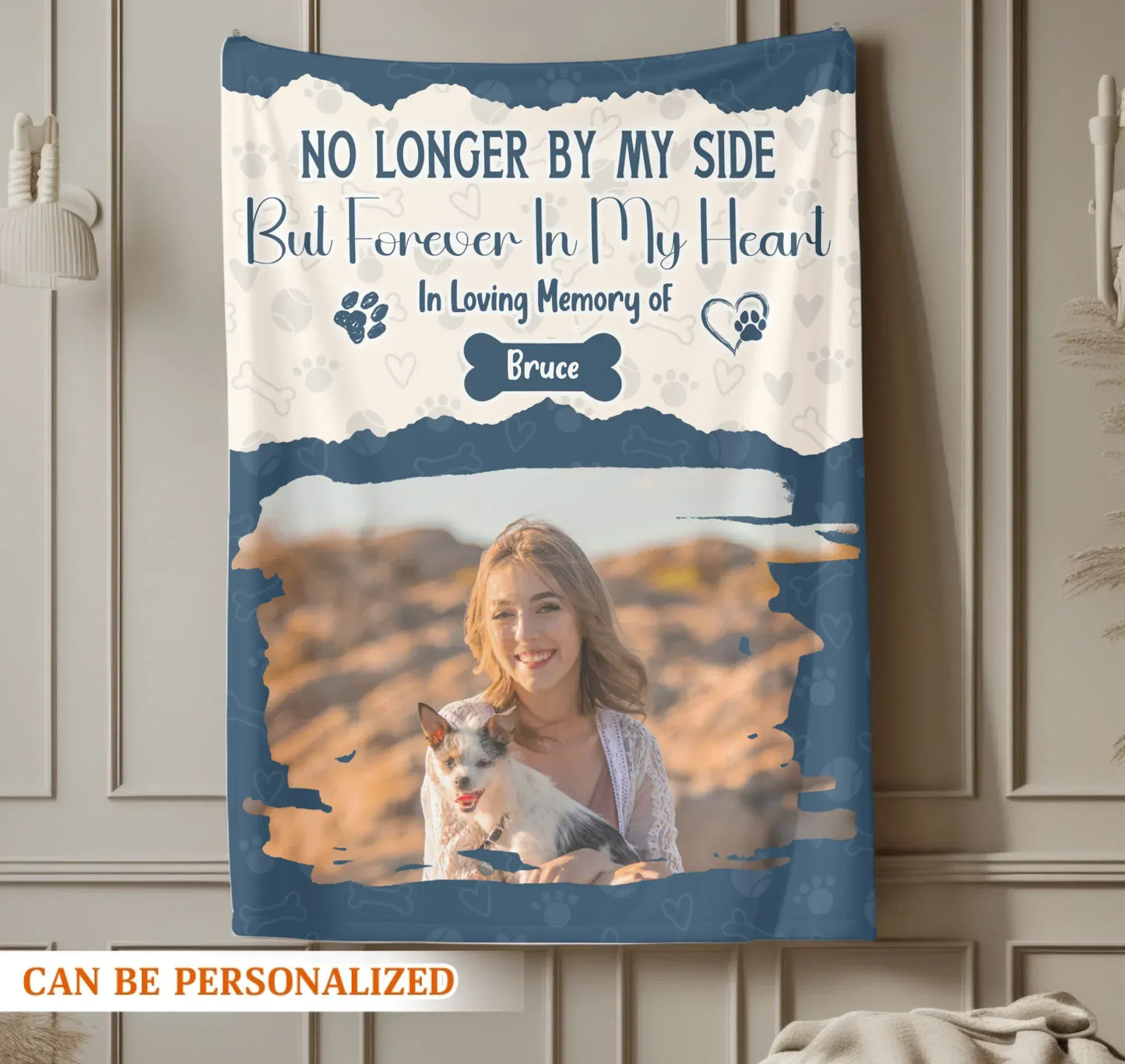 Personalized Blankets No Longer By My Side, But Forever In My Heart – Personalized Dog Memorial Photo Custom Blanket