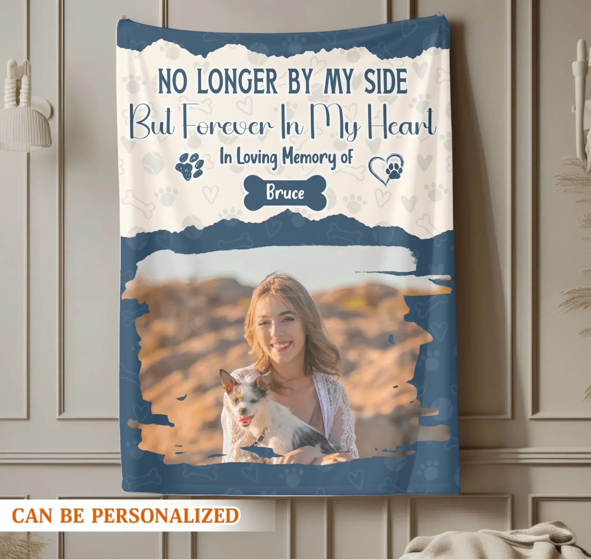 Personalized Blankets No Longer By My Side, But Forever In My Heart – Personalized Dog Memorial Photo Custom Blanket