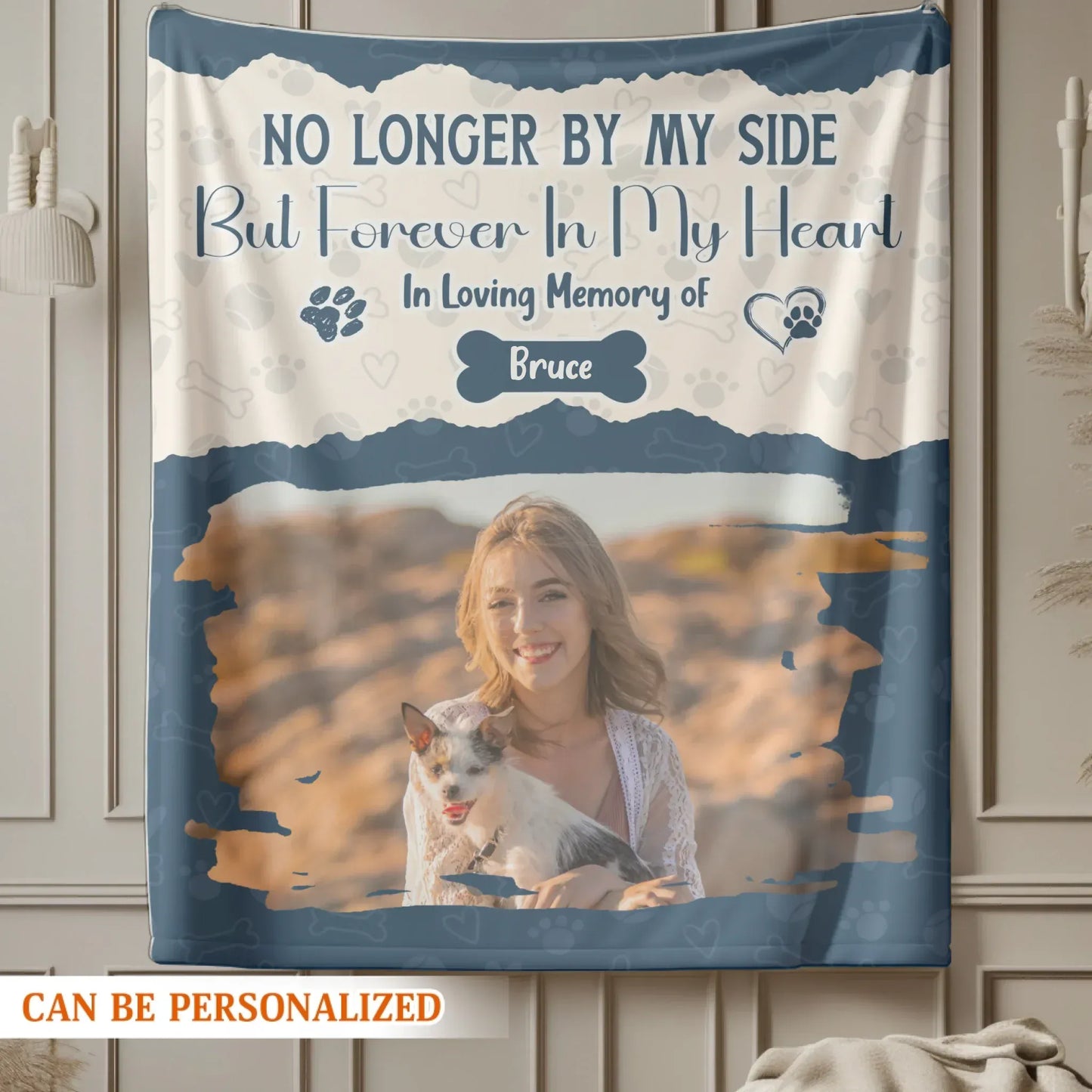 Personalized Blankets No Longer By My Side, But Forever In My Heart – Personalized Dog Memorial Photo Custom Blanket