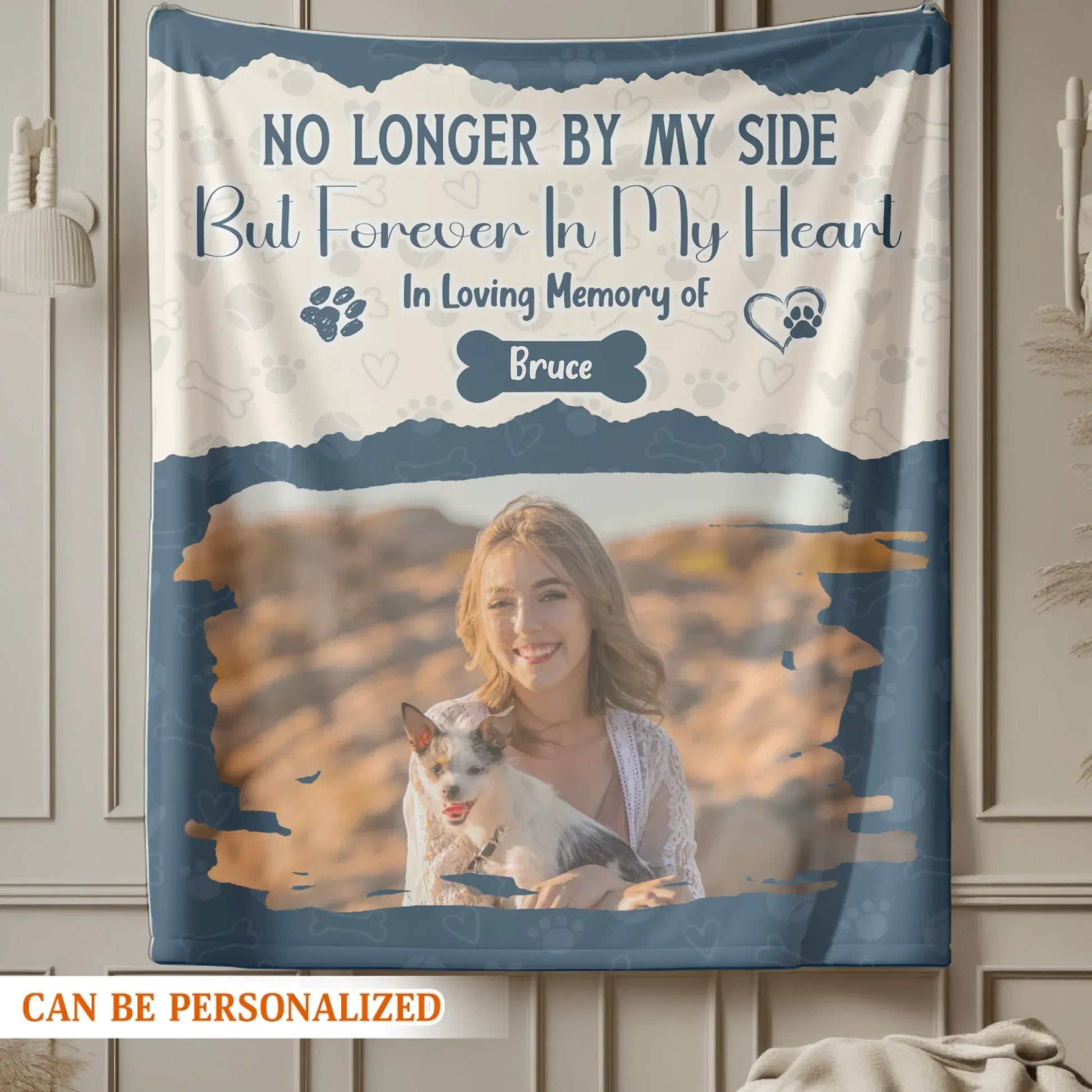 Personalized Blankets No Longer By My Side, But Forever In My Heart – Personalized Dog Memorial Photo Custom Blanket