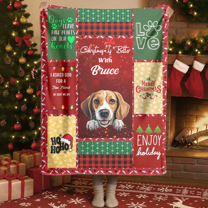 Personalized Blankets Christmas Is Better With Dog - Personalized Pet Photo Grid Custom Blanket