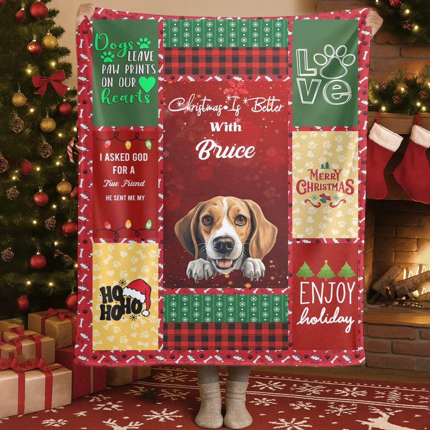 Personalized Blankets Blanket Custom KNT / White / 30x40in / 76x101cm Christmas Is Better With Dog - Personalized Pet Photo Grid Custom Blanket