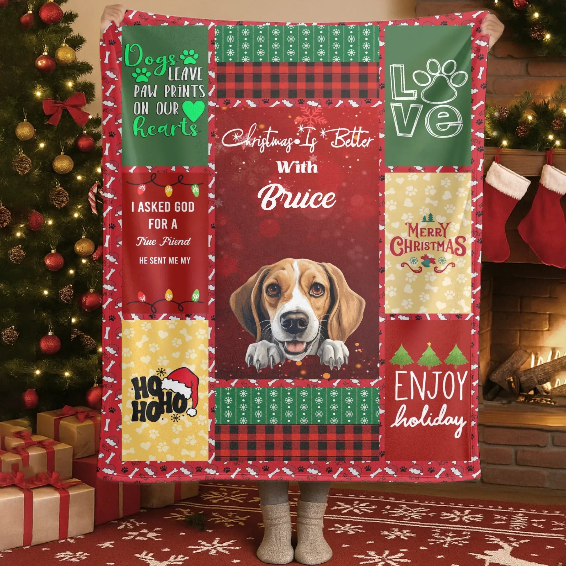 Personalized Blankets Blanket Custom KNT / White / 30x40in / 76x101cm Christmas Is Better With Dog - Personalized Pet Photo Grid Custom Blanket
