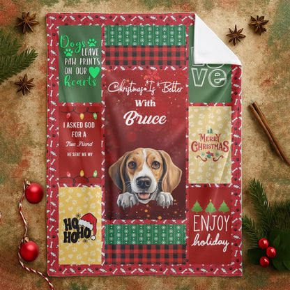 Personalized Blankets Christmas Is Better With Dog - Personalized Pet Photo Grid Custom Blanket