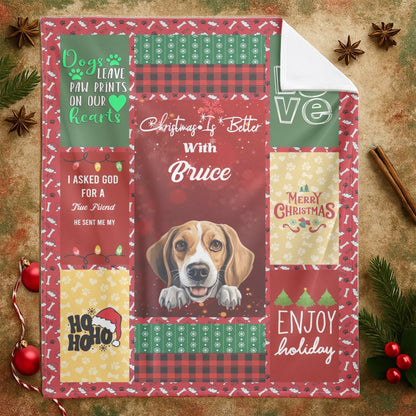 Personalized Blankets Christmas Is Better With Dog - Personalized Pet Photo Grid Custom Blanket