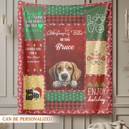 Personalized Blankets Christmas Is Better With Dog - Personalized Pet Photo Grid Custom Blanket
