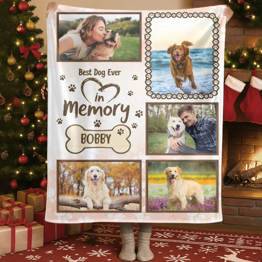 Personalized Blankets Blanket Custom KNT / White / 30x40in / 76x101cm My Heart's Permanent Address - Personalized Dog Memorial Heart Photo Custom Blanket