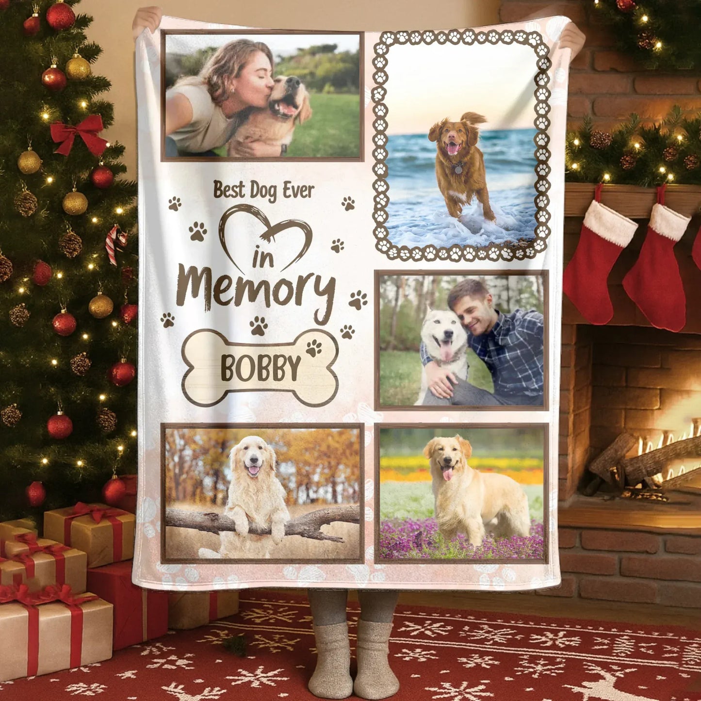 Personalized Blankets My Heart's Permanent Address - Personalized Dog Memorial Heart Photo Custom Blanket