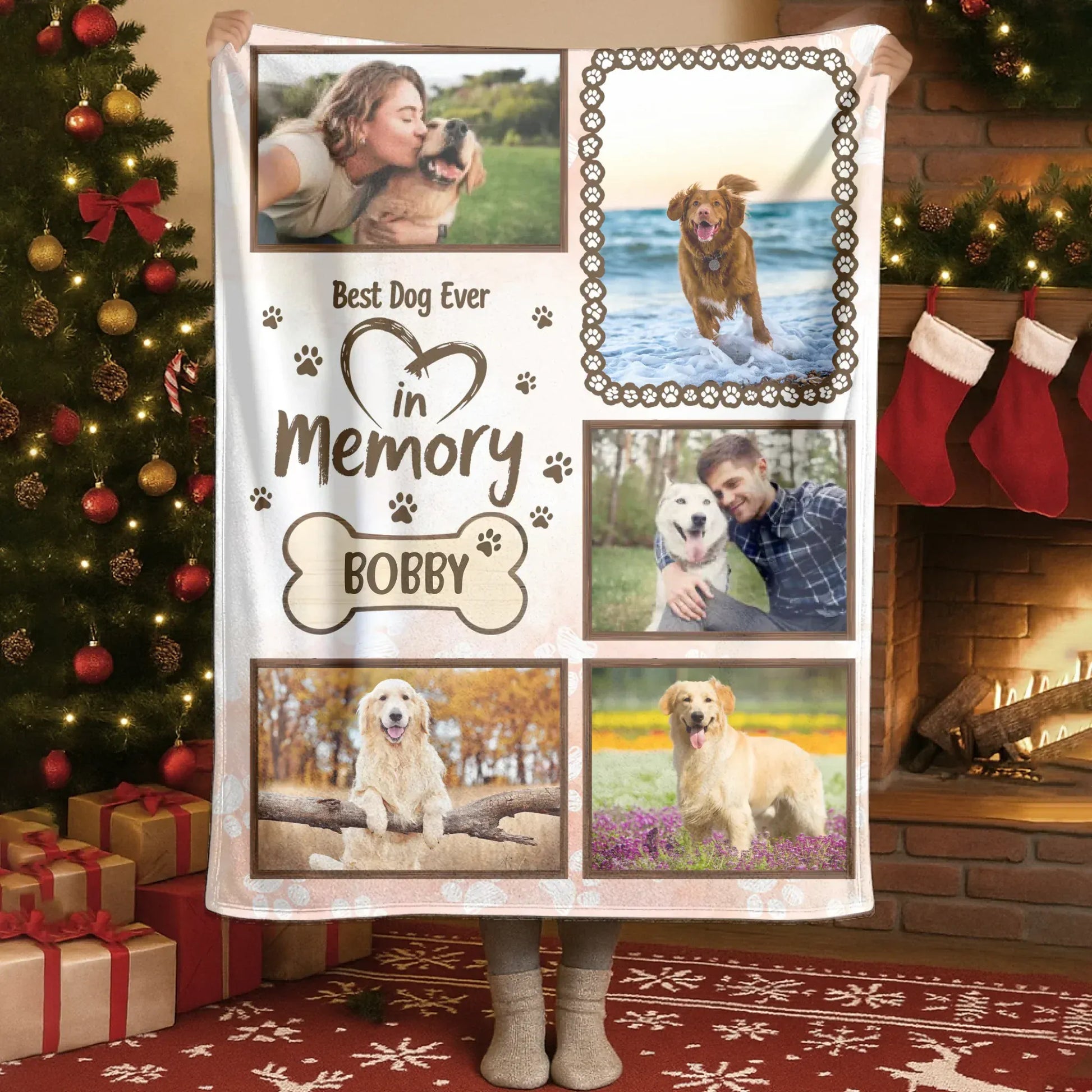 Personalized Blankets My Heart's Permanent Address - Personalized Dog Memorial Heart Photo Custom Blanket