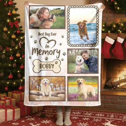 Personalized Blankets My Heart's Permanent Address - Personalized Dog Memorial Heart Photo Custom Blanket