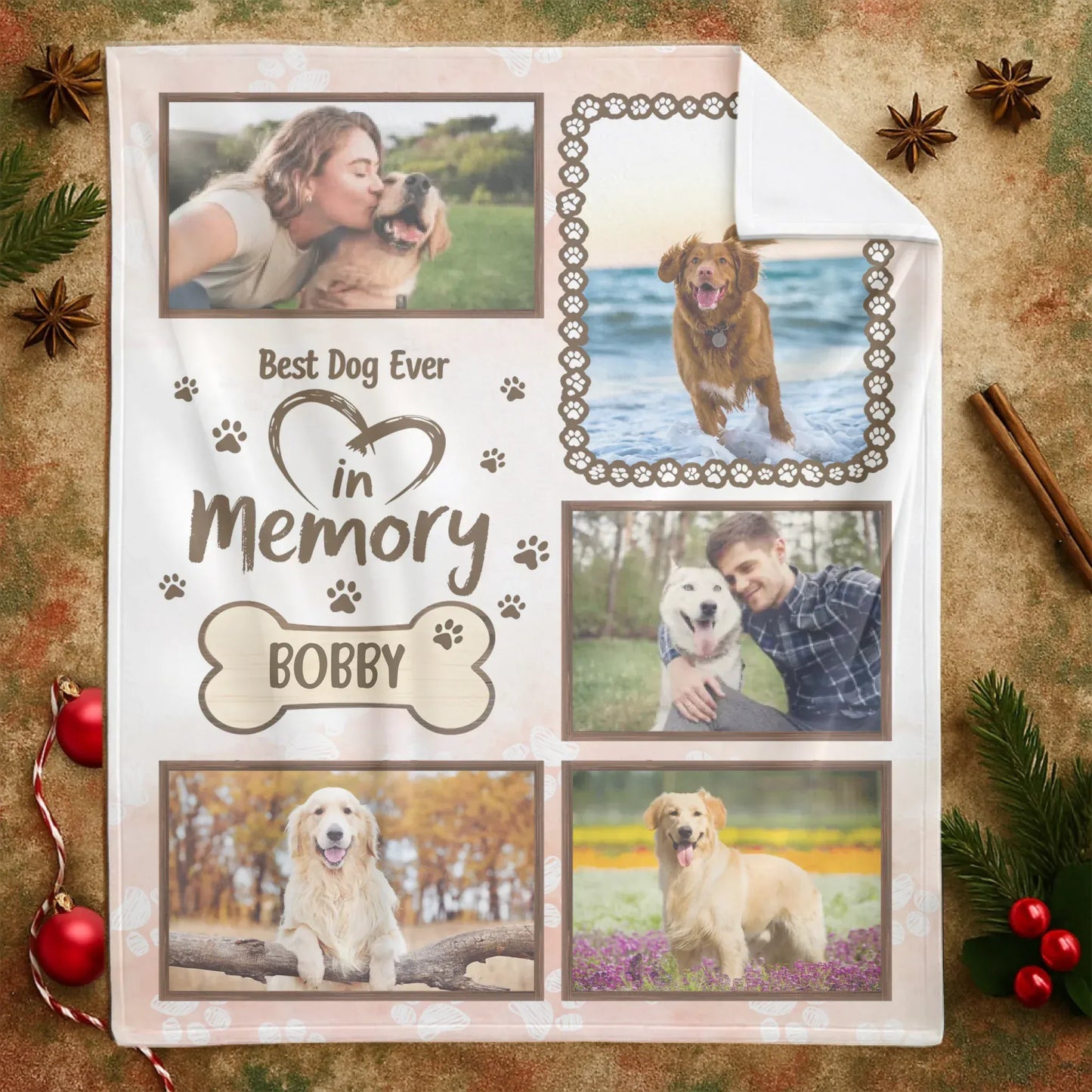 Personalized Blankets My Heart's Permanent Address - Personalized Dog Memorial Heart Photo Custom Blanket