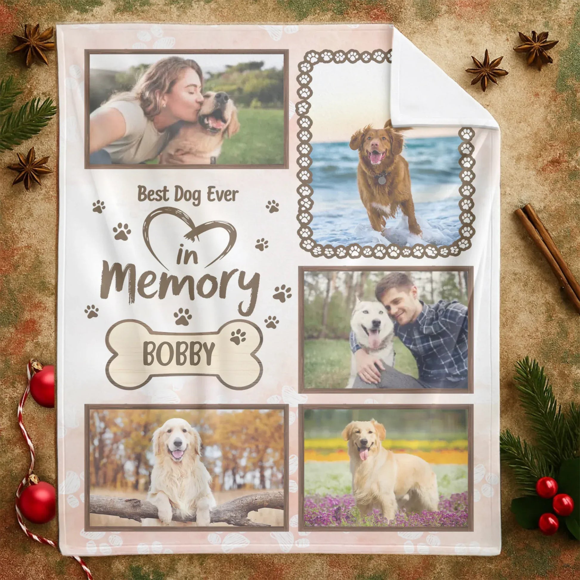 Personalized Blankets My Heart's Permanent Address - Personalized Dog Memorial Heart Photo Custom Blanket