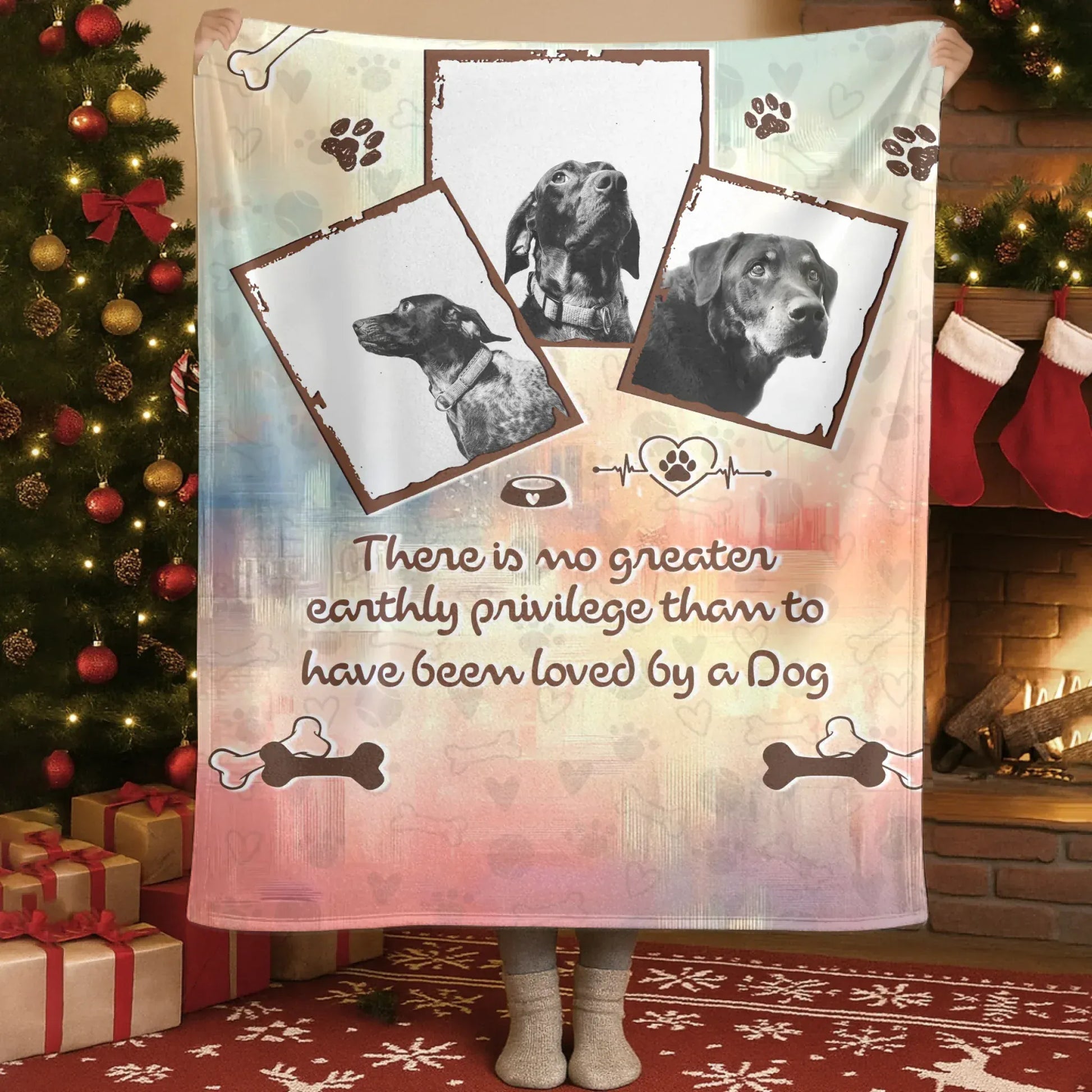 Personalized Blankets Blanket Custom KNT / White / 30x40in / 76x101cm No Greater Privilege Than To Be Loved By A Dog – Personalized Dog Memorial Quote Custom Blanket