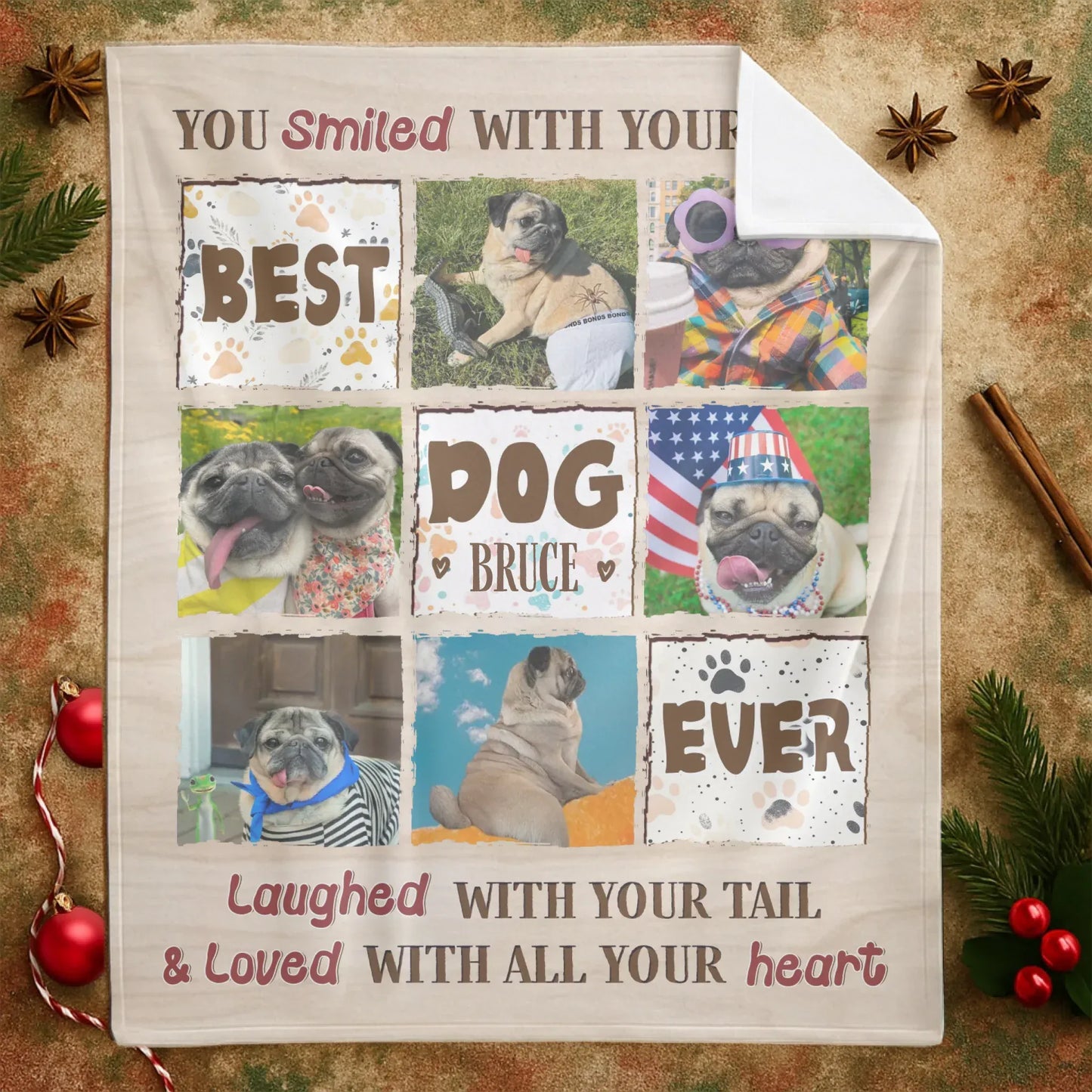 Personalized Blankets You Smiled With Your Eyes - Personalized Dog Memorial Photo Grid Custom Blanket
